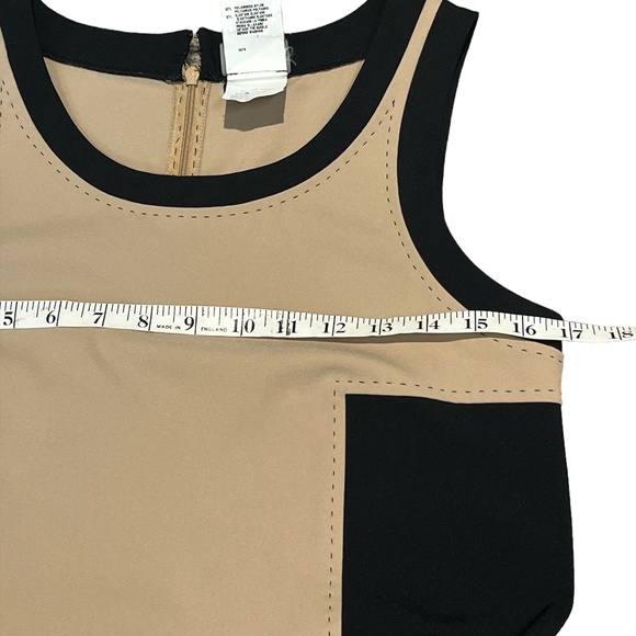 FENDI Authentic Dress Eu Size 42 Camel & Black Knee Length Belted Exposed Stitch - Picture 8 of 10